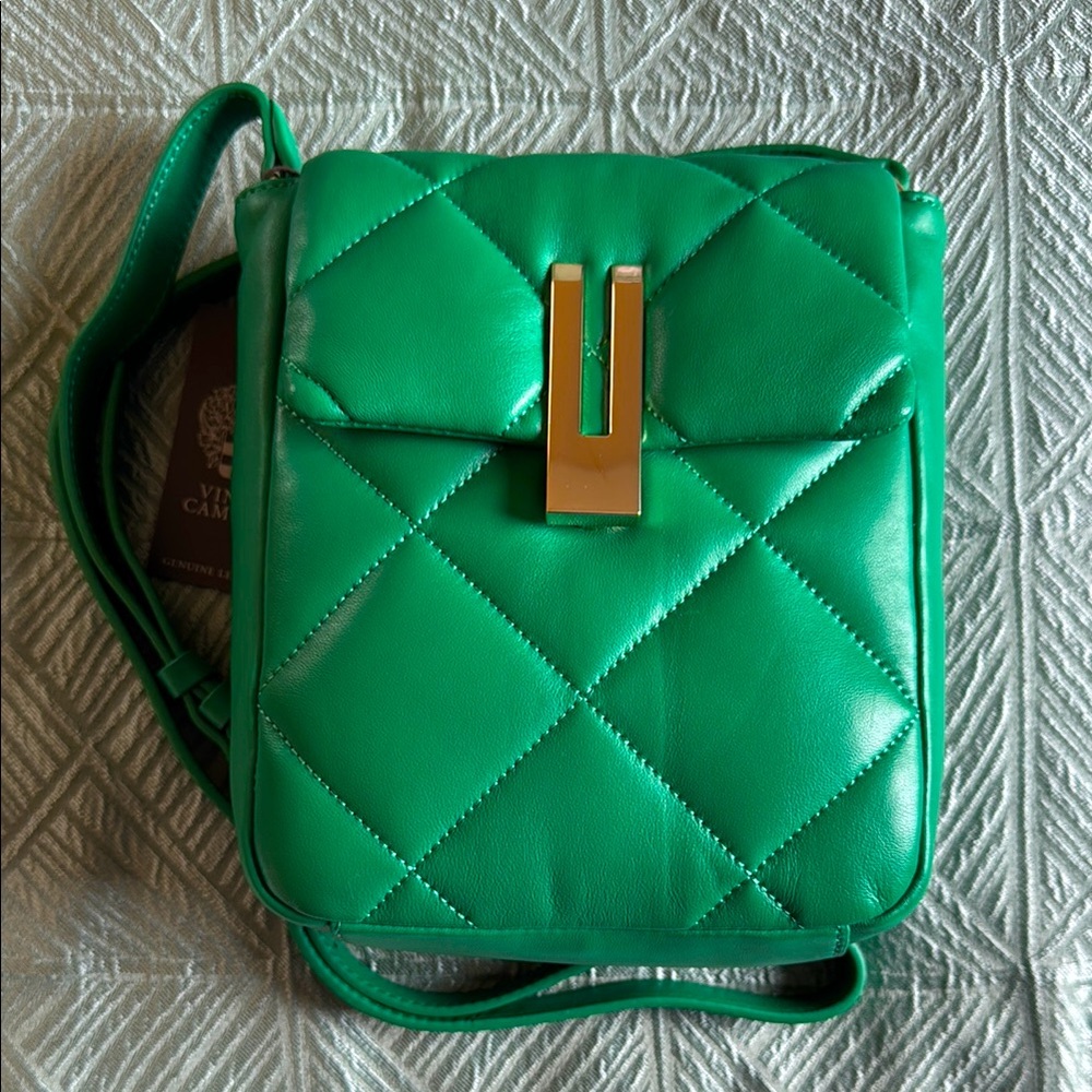 NWT Green Quilted Leather Crossbody Bag